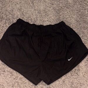 Nike Black Women's Athletic Running Shorts with White Swoosh